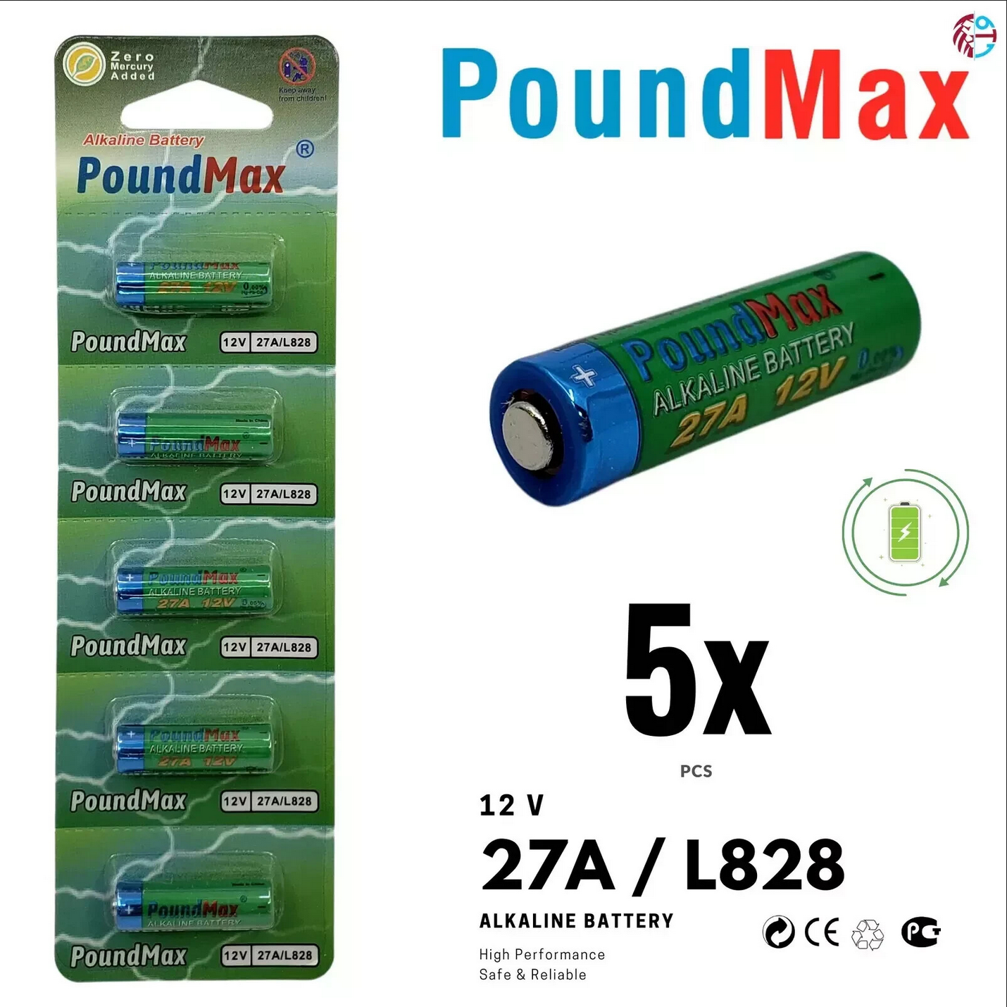 5 Pack x Super Alkaline 27A 12V Batteries (GP27A/MN27/A27)