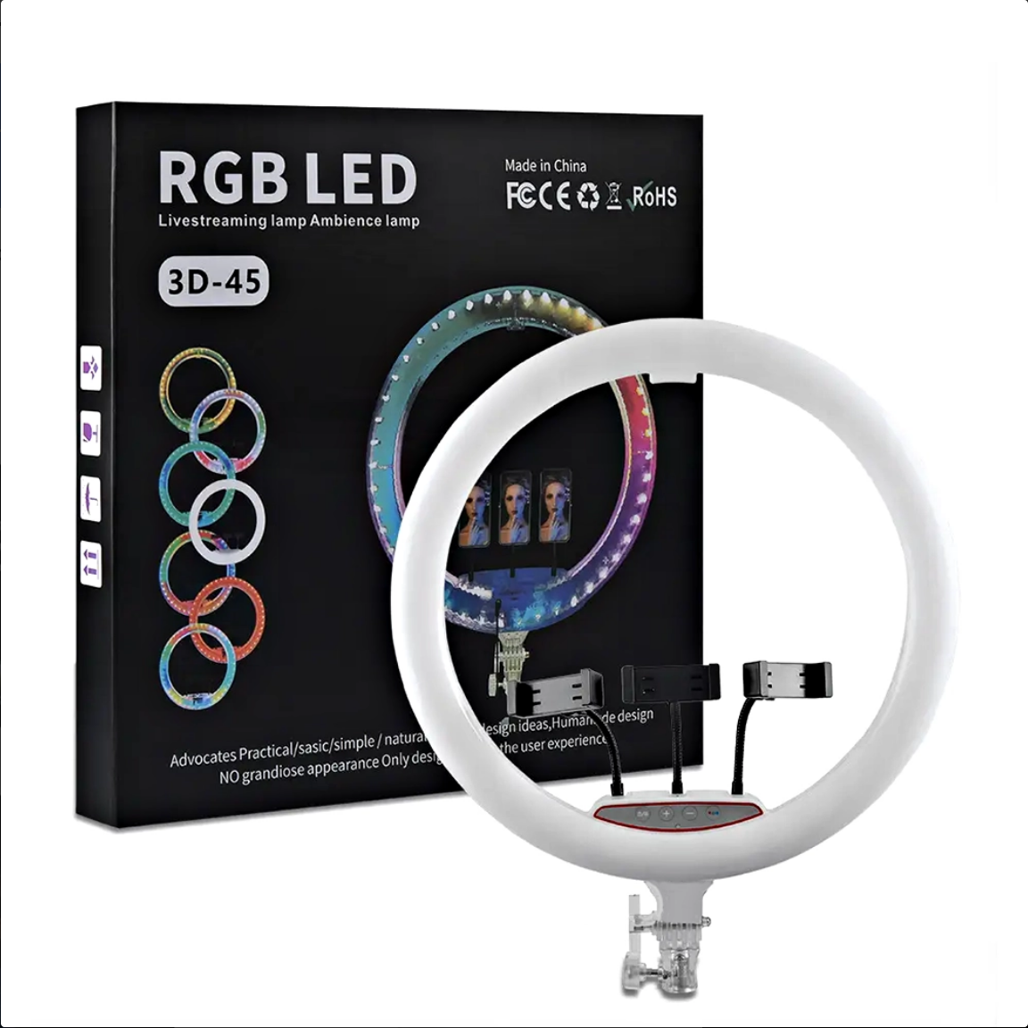 3D-45 RGB 18-inch Multi-Colour Soft Ring Light With Tripod