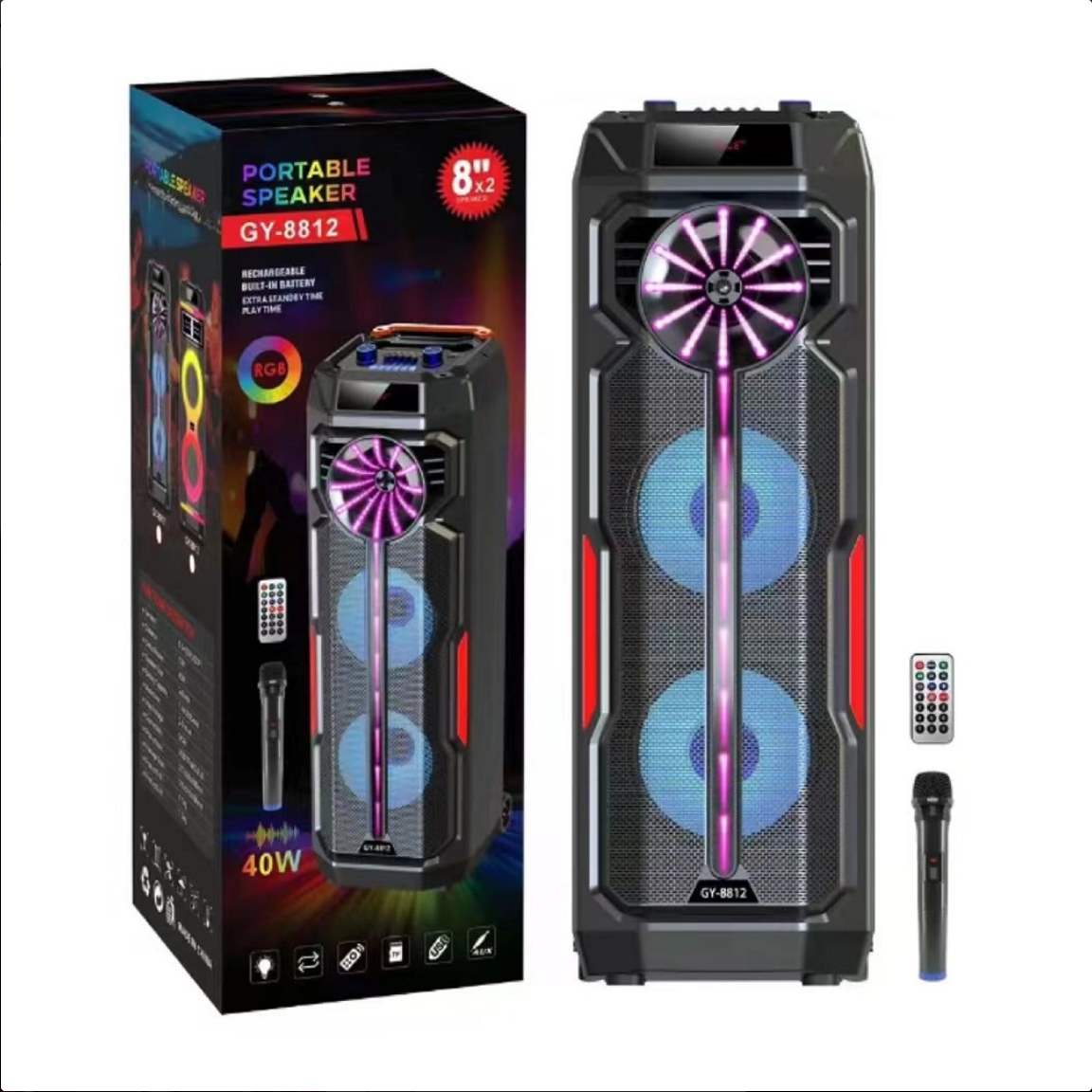GY 8812 Dual 8 inch Big Powerful Bluetooth Speaker